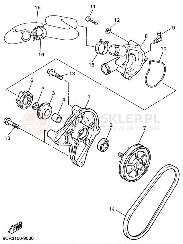 Schemat "Pompa wody" do Yamaha VMAX 600 VX600C/VX500C