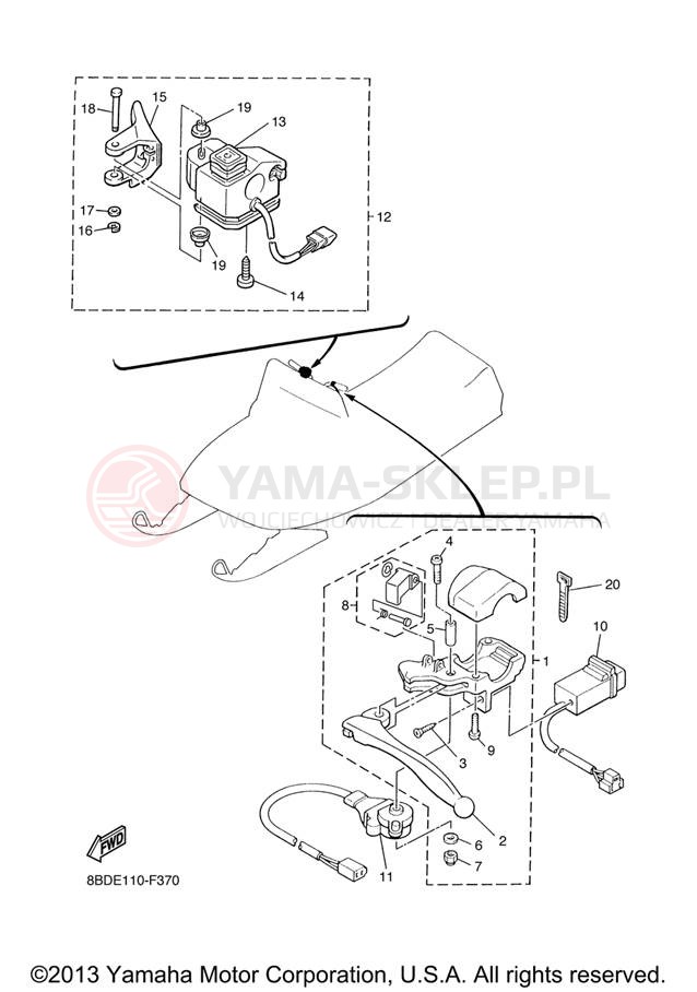 Schemat "Kierownica i osprzęt" do Yamaha BR250TX