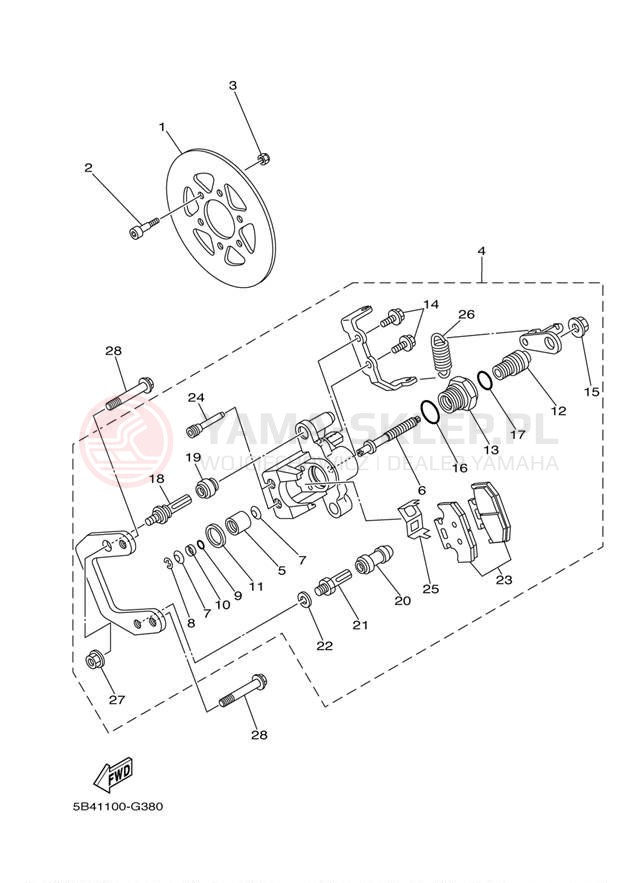 Schemat "REAR BRAKE CALIPER" do Yamaha RHINO 700 HUNTER YXR7FHA