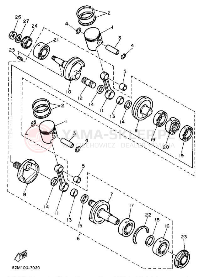Schemat "Wał korbowy, tłok" do Yamaha EXCITER EX570M
