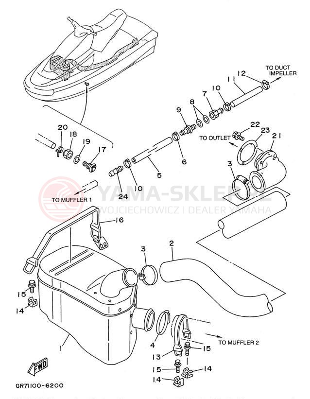 Schemat "Wydech końcowy" do Yamaha WAVE BLASTER WB700AU
