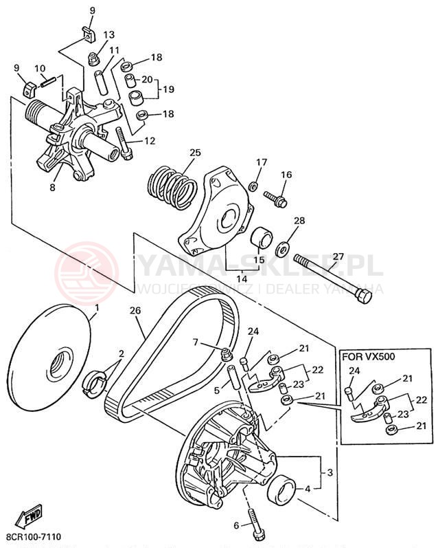 Schemat "PRIMARY SHEAVE" do Yamaha VENTURE 500 XL VT500XLC