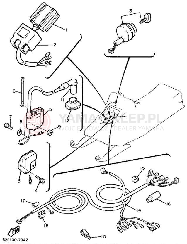 Schemat "układ elektryczny" do Yamaha BRAVO T (LONG TRACK) BR250TN