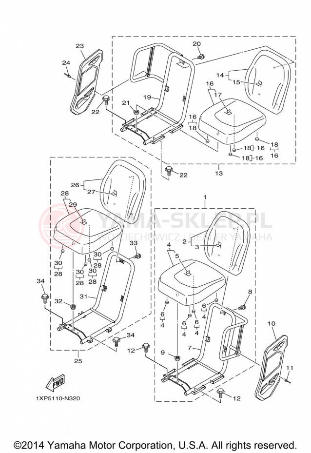 Schemat "siedzenie" do Yamaha VIKING YXM700DFL