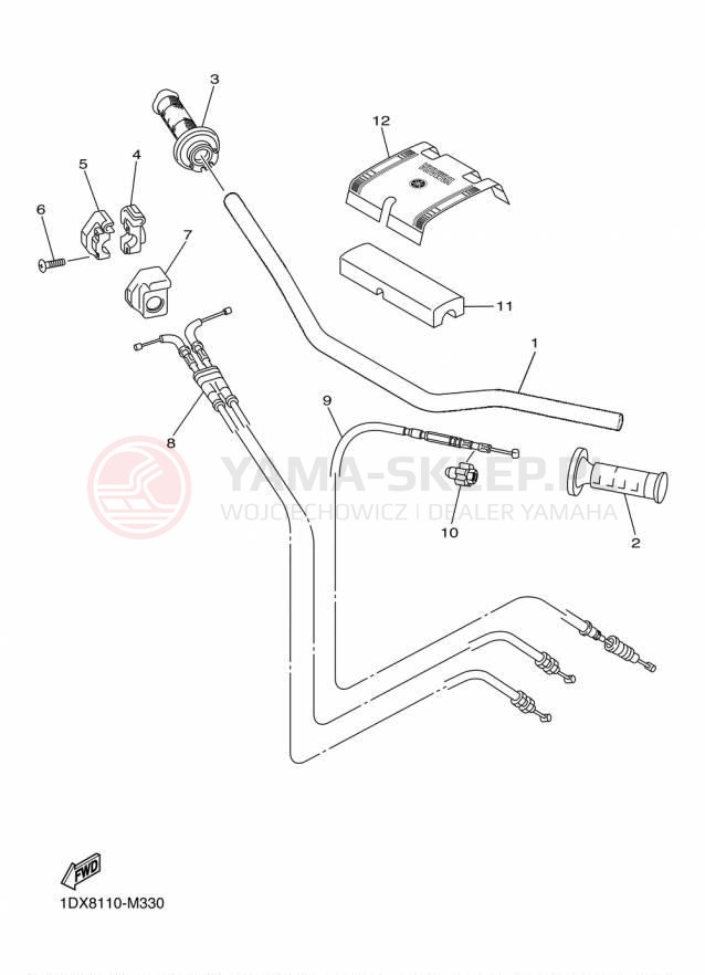 Schemat "Kierownica i osprzęt" do Yamaha WR450F WR450FF