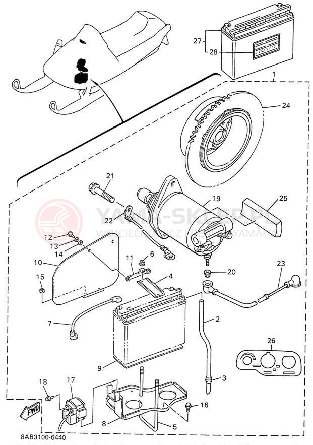 Schemat "rozrusznik" do Yamaha VMAX 600 VX600W