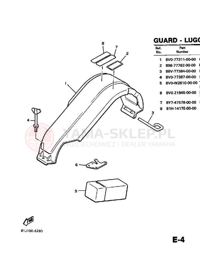 Schemat "GUARD - LUGGAGE BOX" do Yamaha PZ480EK