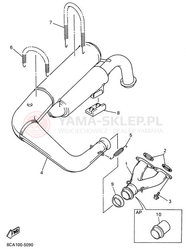 Schemat "Wydech końcowy" do Yamaha VMAX 500 VX500W