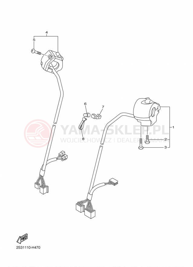 Schemat "Kierownica i osprzęt" do Yamaha VMAX VMX17FCR/VMX17FR