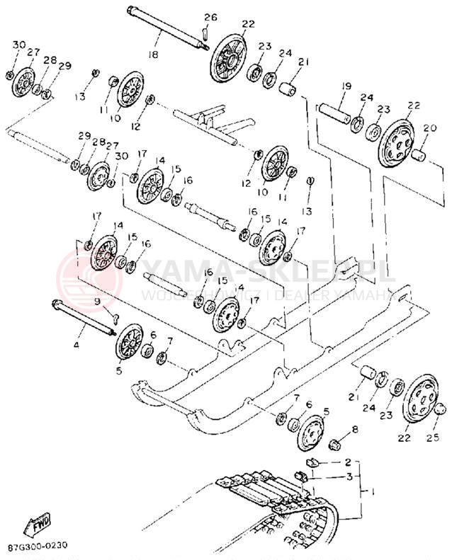 Schemat "Zawieszenie gąsiennicy" do Yamaha PHAZER II PZ480S
