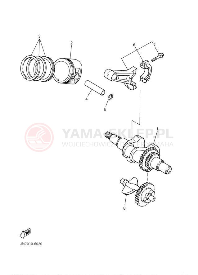 Schemat "Wał korbowy, tłok" do Yamaha PRO HAULER 700 YXP700AS