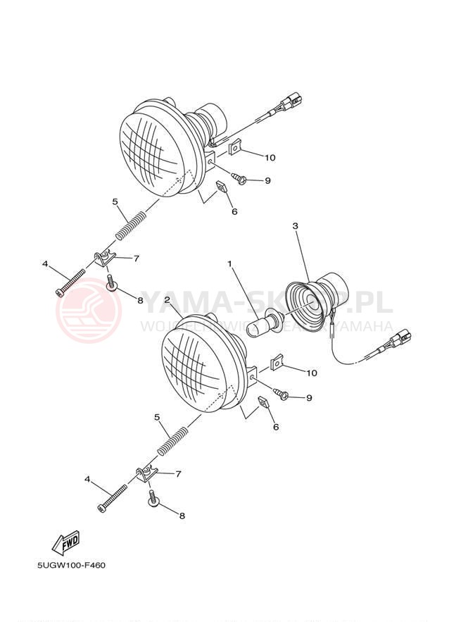 Schemat "Lampa przód" do Yamaha RHINO 450 YXR45FYGR/YXR45FYR