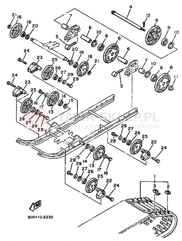 Schemat "Zawieszenie gąsiennicy" do Yamaha SS440 SS440J