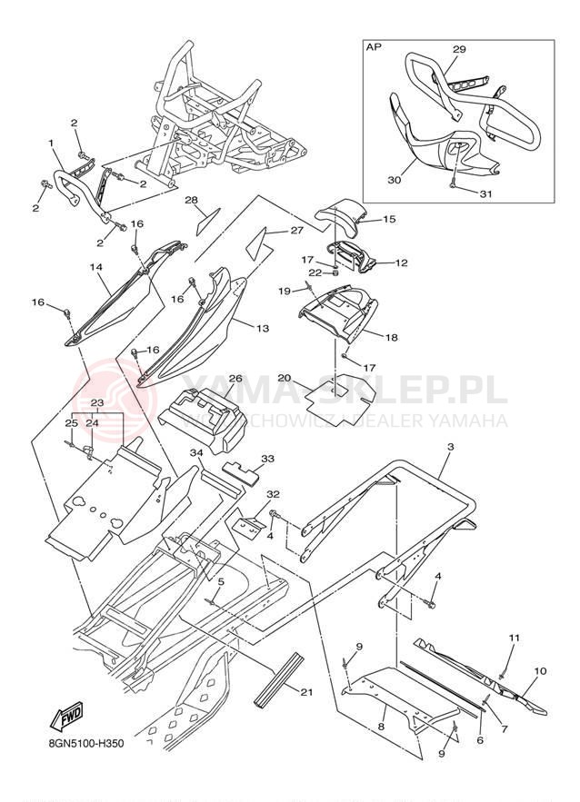 Schemat "zderzak" do Yamaha PHAZER RTX PZ50RTYO/PZ50RTYW