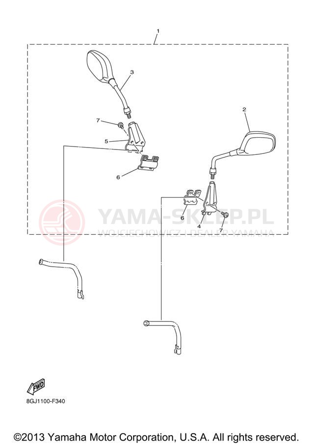 Schemat "Lusterko wsteczne" do Yamaha VENTURE LITE PZ50VTXL/PZ50VTXR