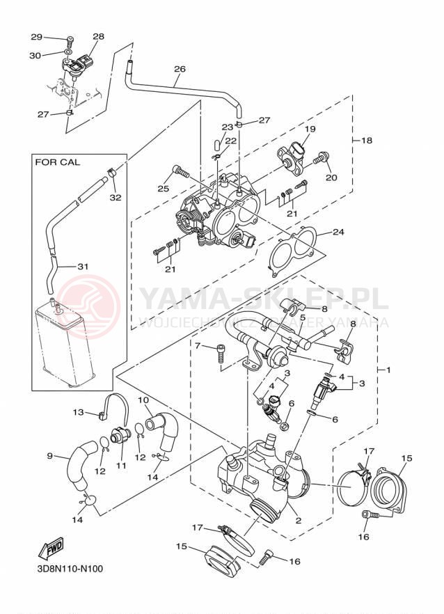 Schemat "Wtrysk paliwa" do Yamaha V STAR 1300 XVS13AFCS/XVS13AFS