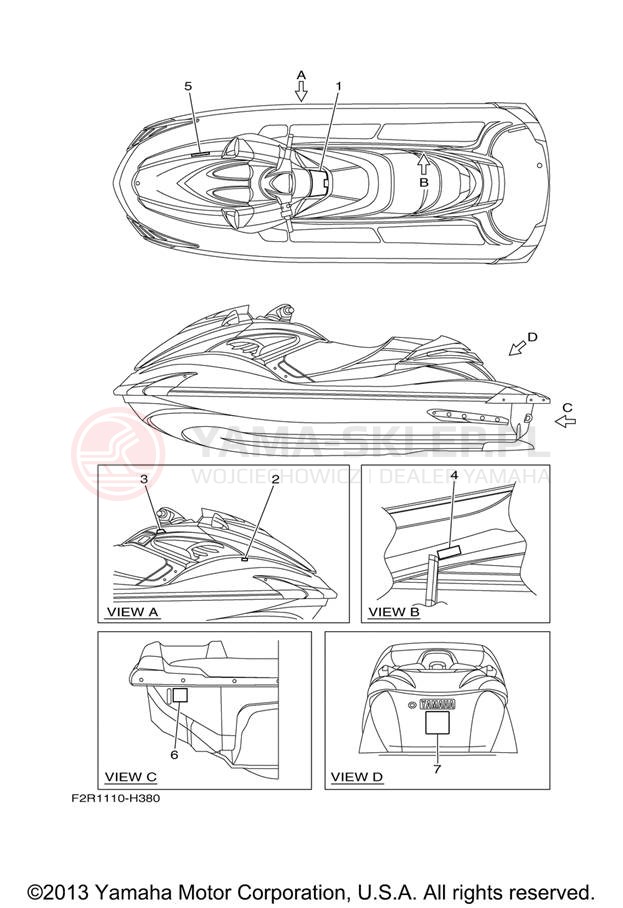 Schemat "naklejki" do Yamaha WAVERUNNER FZR GX1800J