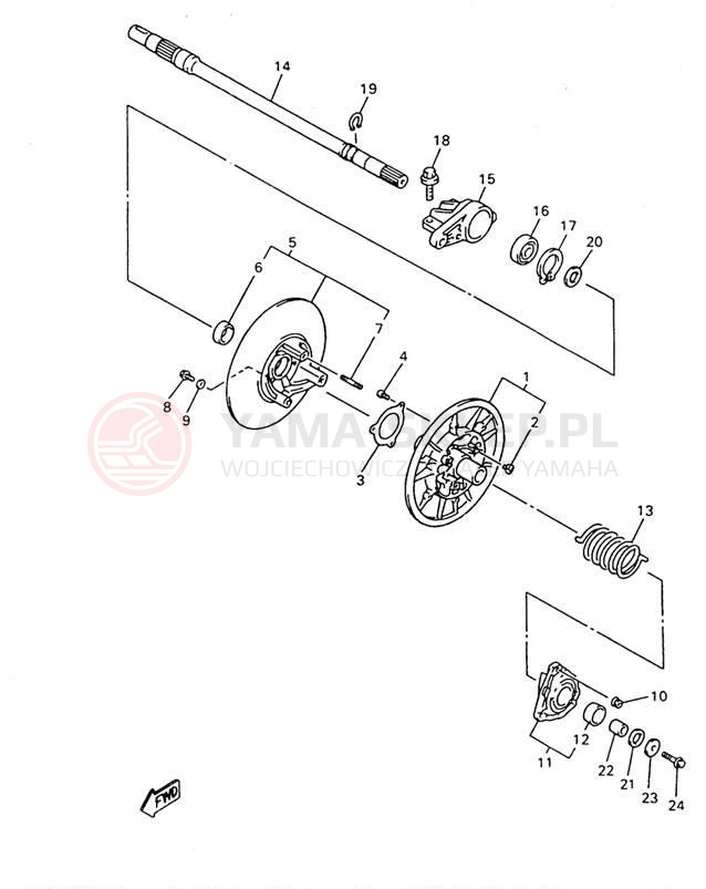Schemat "Przeniesienie napędu" do Yamaha VMAX-4 MOUNTAIN MAX VX800STW