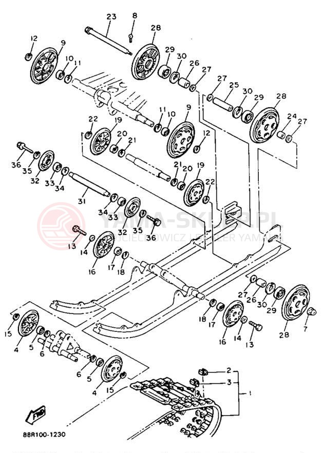 Schemat "Zawieszenie gąsiennicy" do Yamaha EXCITER II SX EX570SXT