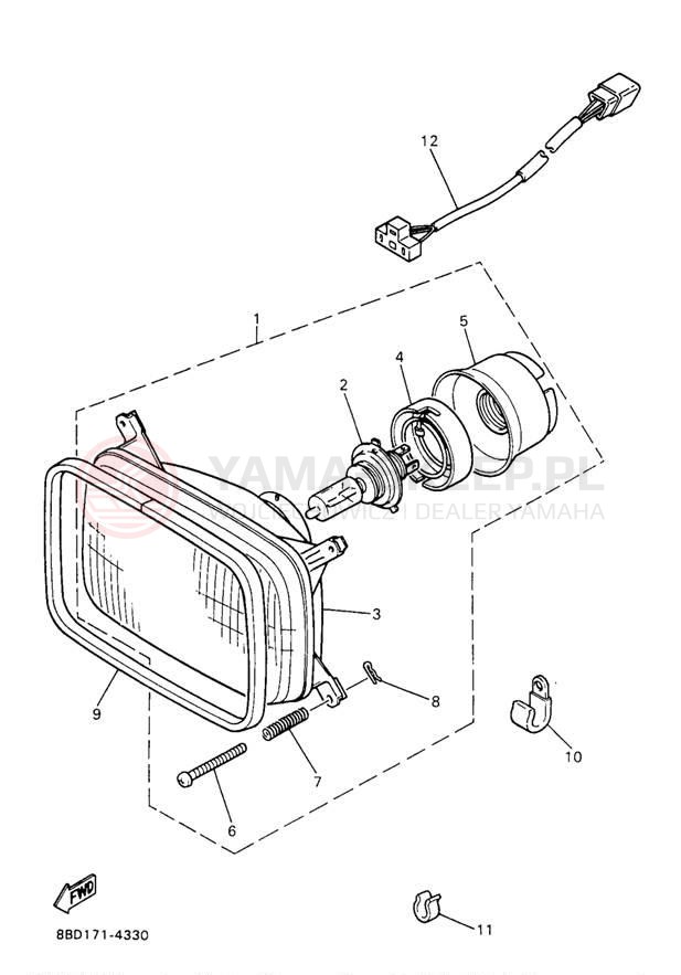 Schemat "Lampa przód" do Yamaha BRAVO LT BR250TA