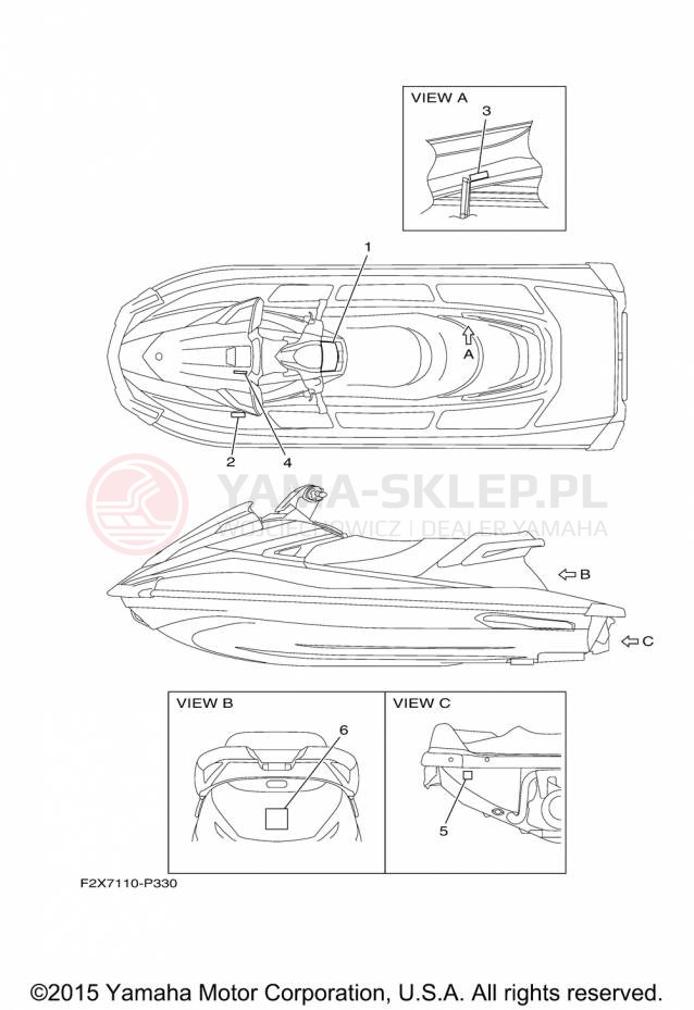 Schemat "naklejki" do Yamaha WAVERUNNER VX VX1100CP