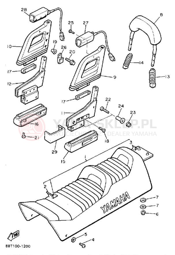 Schemat "siedzenie" do Yamaha VENTURE XL VT480R