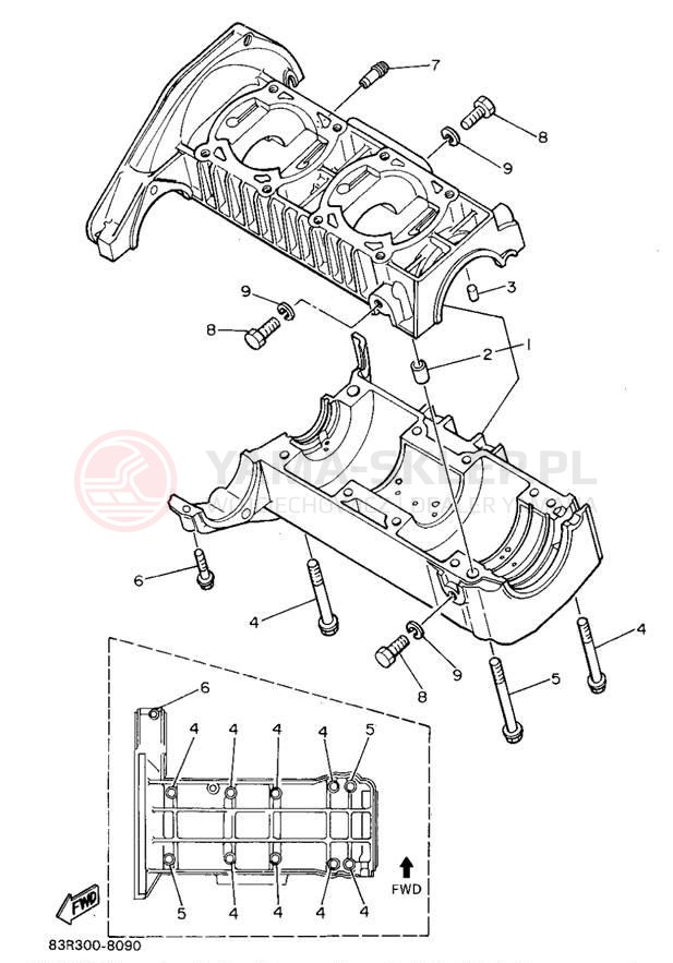 Schemat "Obudowa silnika" do Yamaha VK540 II VK540EV