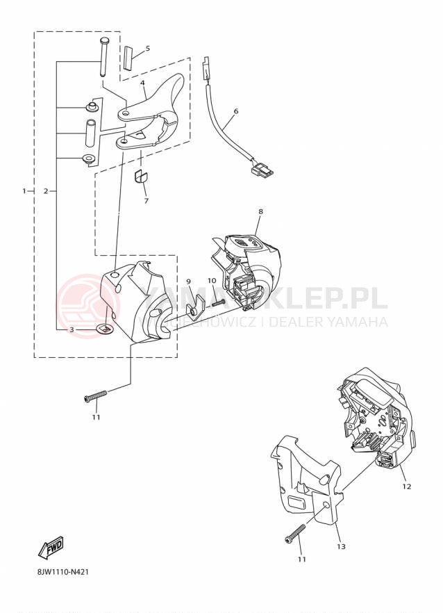 Schemat "Kierownica i osprzęt" do Yamaha SRVIPER R TX LE SR10RLFO