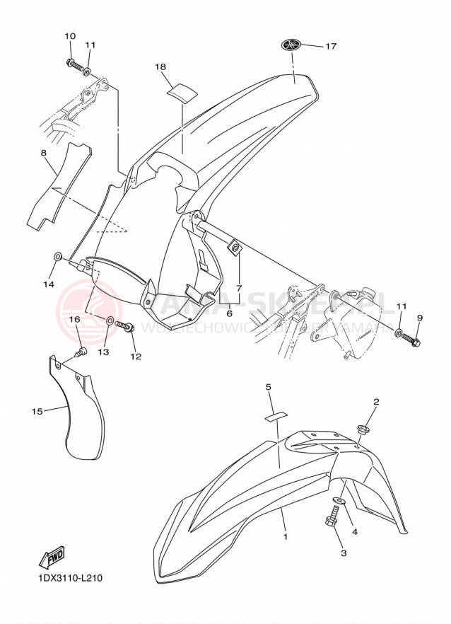 Schemat "błotnik" do Yamaha WR450F WR450FF