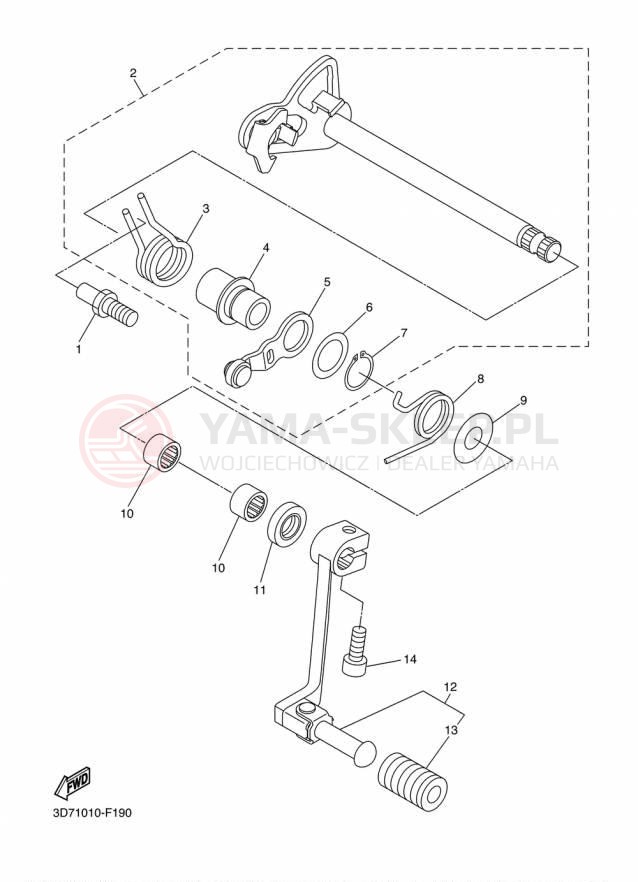 Schemat "Dźwignia zmiany biegów, wałek" do Yamaha WR250R WR25RF/WR25RFC