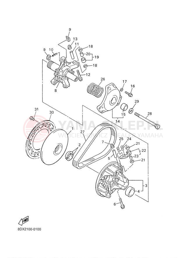Schemat "PRIMARY SHEAVE" do Yamaha VT500XLF