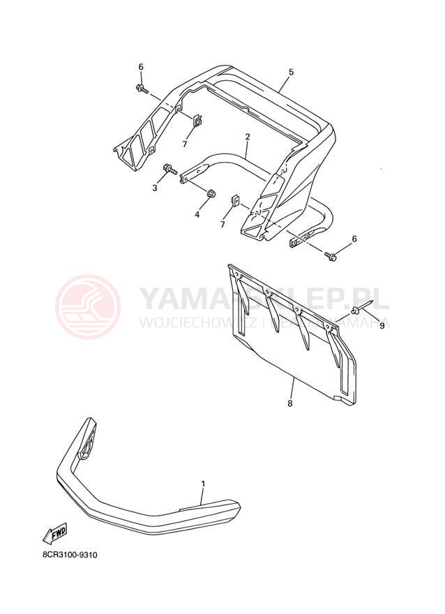 Schemat "zderzak" do Yamaha VENTURE 500 VT500F/VX500DXF