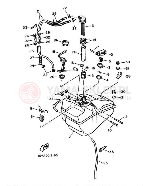 Schemat "zbiornik paliwa" do Yamaha VMAX-4 VX750T