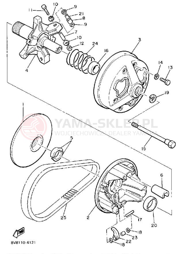 Schemat "PRIMARY SHEAVE" do Yamaha SRV SR540M