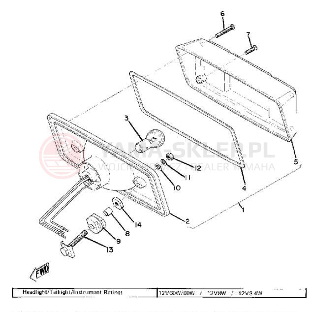 Schemat "Oświetlenie tył" do Yamaha PR440