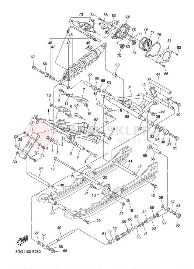 Schemat "Zawieszenie gąsiennicy" do Yamaha APEX RTX RX10RTL