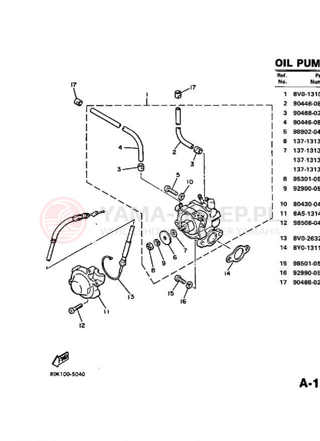 Schemat "Pompa olejowa" do Yamaha PZ480EK