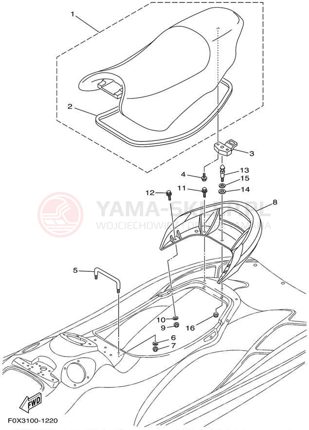 Schemat "Siedzenie i schowek" do Yamaha GP1200R GP1200AZ