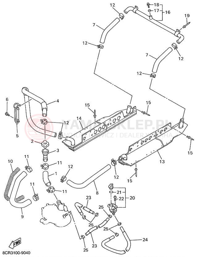 Schemat "Układ chlodzenia" do Yamaha VT500C/VX500ERC