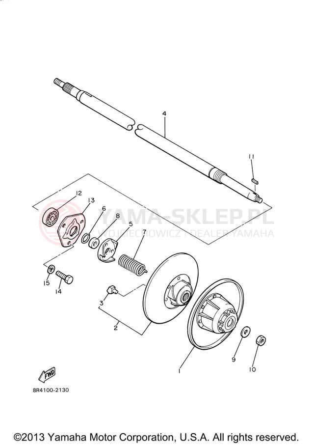 Schemat "Przeniesienie napędu" do Yamaha BR250TX