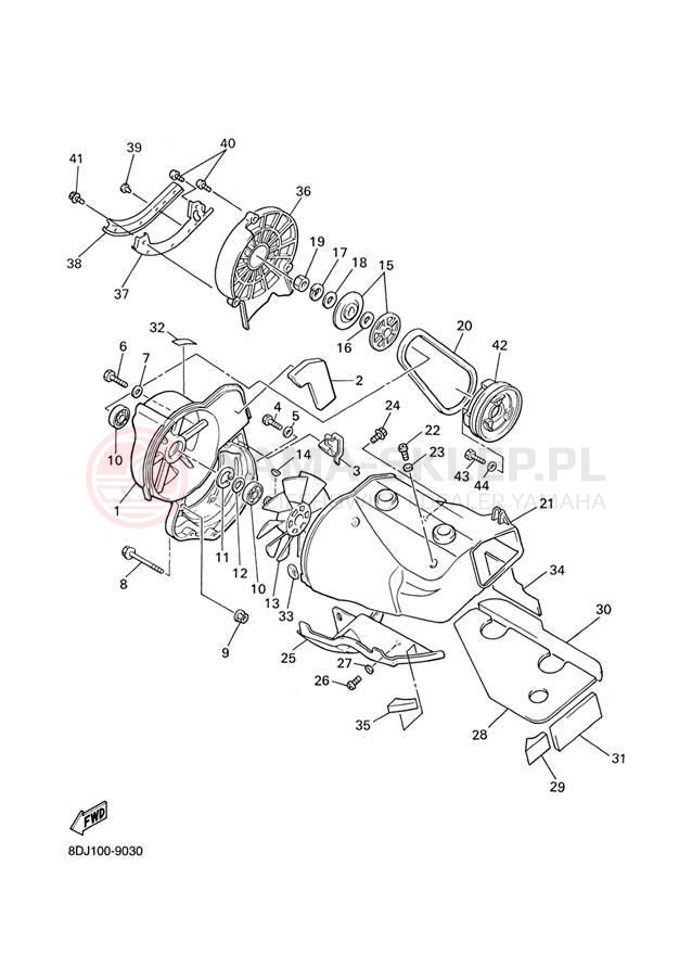 Schemat "Obudowa wentylatora" do Yamaha VENTURE XL VT500XLL