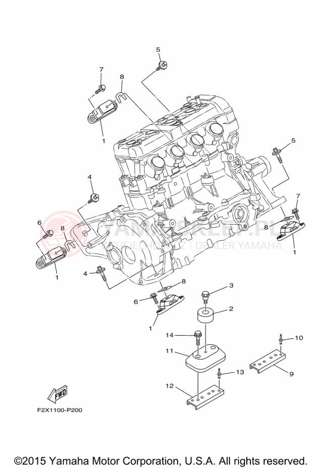 Schemat "Mocowanie silnika" do Yamaha WAVERUNNER VX VX1100CP