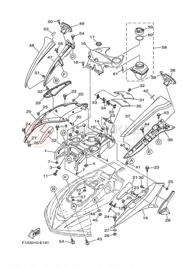 Schemat "ENGINE HATCH" do Yamaha FX1000AF