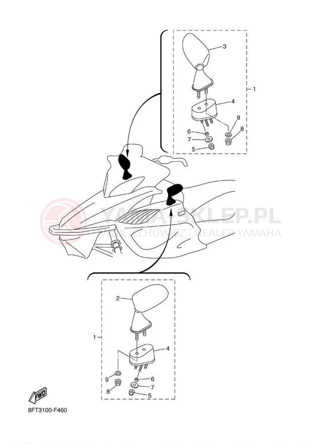 Schemat "Lusterko wsteczne" do Yamaha ATTAK GT RXW10GTW/RXW10W