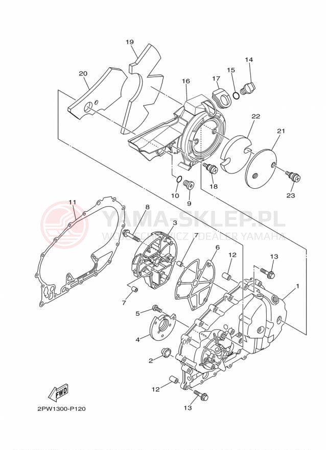 Schemat "Pokrywa silnika" do Yamaha TMAX XP500F