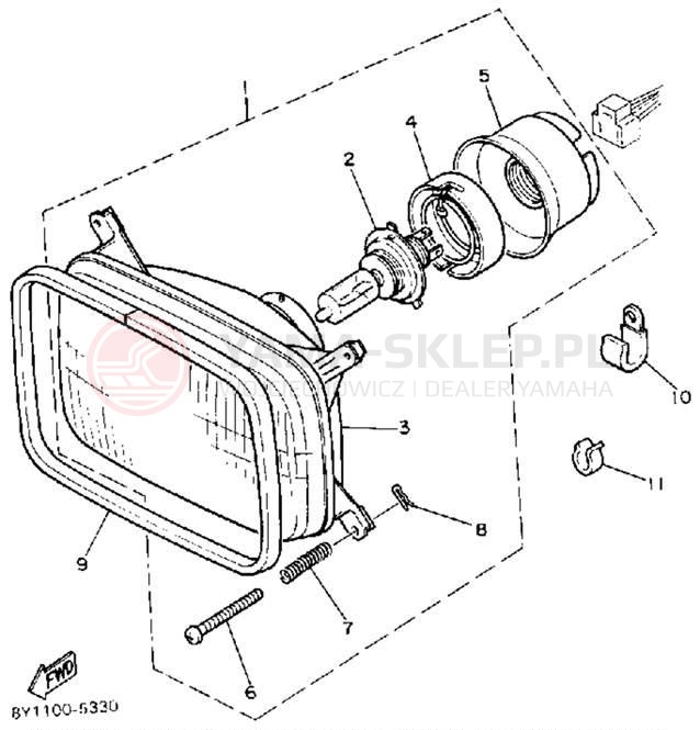 Schemat "Lampa przód" do Yamaha BRAVO T (LONG TRACK) BR250TS