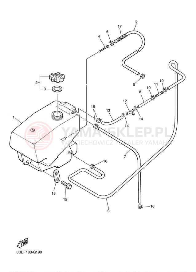 Schemat "zbiornik paliwa" do Yamaha BR250TY