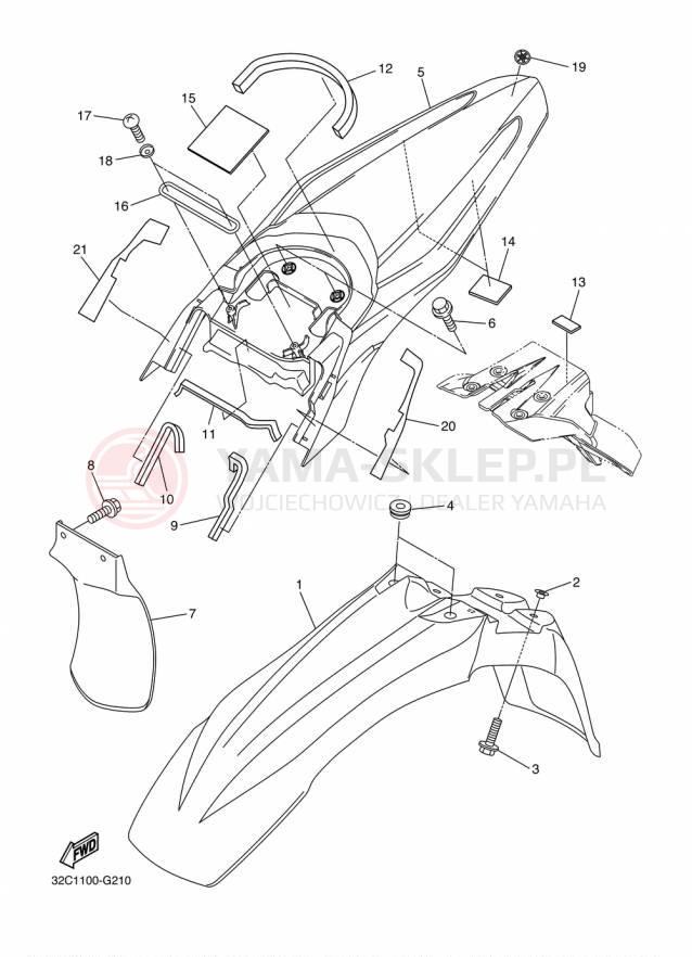 Schemat "błotnik" do Yamaha WR250R WR25RF/WR25RFC
