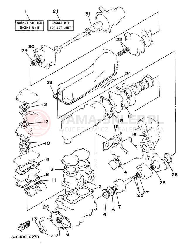 Schemat "Zestaw naprawczy" do Yamaha WAVE RAIDER 700 RA700BV