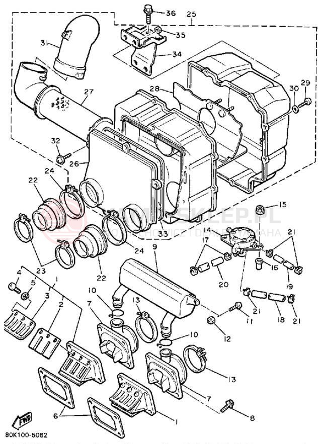 Schemat "Filtr powietrza" do Yamaha PHAZER PZ480N